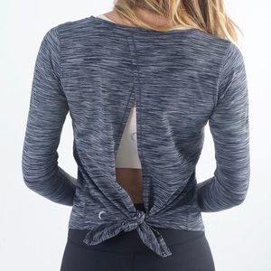 Zyia Active Women’s Charcoal Split-Back Long Sleeve T - Size XS or S